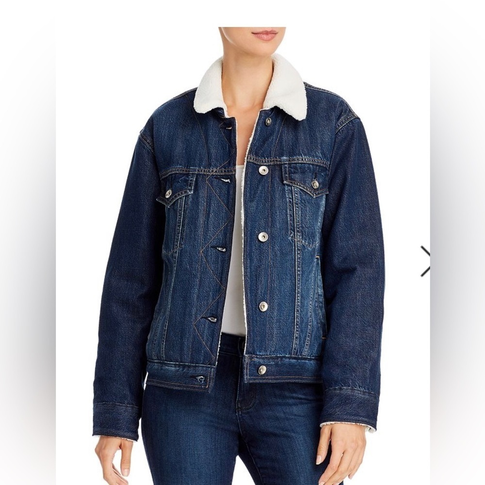 rag & bone Chelsea Classic Trucker With Fleece Denim Dark Indigo Jacket